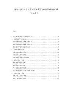 2025-2030智慧城市解決方案市場格局與投資回報評估報告