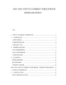 2025-2030中國汽車后市場服務(wù)產(chǎn)業(yè)鏈競爭格局營銷策略市場分析報(bào)告