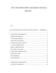 2025-2030智慧醫(yī)療解決方案市場(chǎng)評(píng)估與資本進(jìn)入策略分析