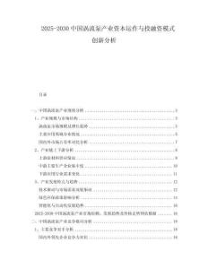 2025-2030中國渦流泵產(chǎn)業(yè)資本運(yùn)作與投融資模式創(chuàng)新分析