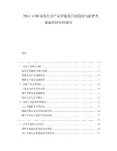 2025-2030家電行業(yè)產(chǎn)品智能化升級(jí)趨勢(shì)與消費(fèi)者體驗(yàn)經(jīng)濟(jì)分析報(bào)告