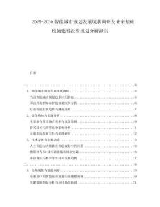 2025-2030智能城市規(guī)劃發(fā)展現(xiàn)狀調(diào)研及未來基礎(chǔ)設(shè)施建設(shè)投資規(guī)劃分析報告