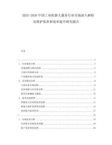 2025-2030中國工業(yè)機器人服務(wù)行業(yè)市場深入解析及維護保養(yǎng)和效率提升研究報告