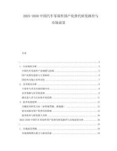2025-2030中國汽車零部件國產(chǎn)化替代研發(fā)路徑與市場前景