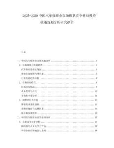 2025-2030中國汽車修理業(yè)市場現(xiàn)狀競爭格局投資機遇規(guī)劃分析研究報告