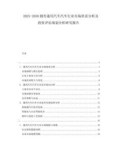 2025-2030擁有通用汽車汽車行業(yè)市場供需分析及投資評估規(guī)劃分析研究報告