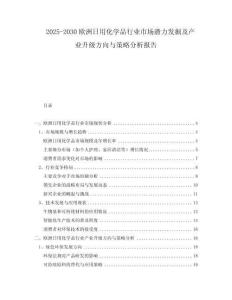 2025-2030歐洲日用化學(xué)品行業(yè)市場(chǎng)潛力發(fā)掘及產(chǎn)業(yè)升級(jí)方向與策略分析報(bào)告