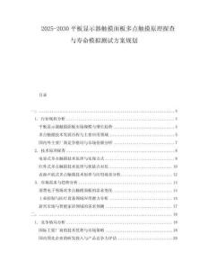 2025-2030平板顯示器觸摸面板多點觸摸原理探查與壽命模擬測試方案規劃
