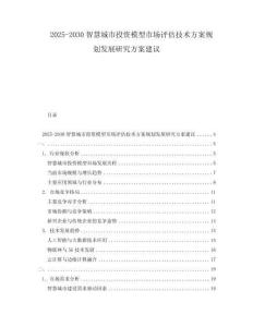 2025-2030智慧城市投資模型市場(chǎng)評(píng)估技術(shù)方案規(guī)劃發(fā)展研究方案建議