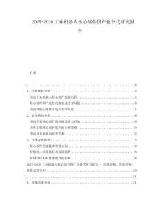 2025-2030工業(yè)機(jī)器人核心部件國(guó)產(chǎn)化替代研究報(bào)告