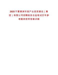 2025寧夏德淵市政產(chǎn)業(yè)投資建設(shè)（集團(tuán)）有限公司招聘財(cái)務(wù)總監(jiān)筆試歷年參考題庫附帶答案詳解