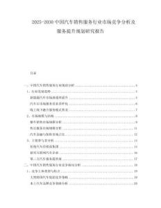 2025-2030中國汽車銷售服務(wù)行業(yè)市場競爭分析及服務(wù)提升規(guī)劃研究報告
