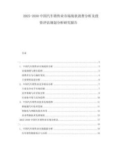 2025-2030中國汽車銷售業(yè)市場現(xiàn)狀消費分析及投資評估規(guī)劃分析研究報告