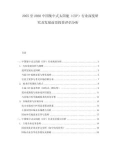 2025至2030中國集中式太陽能（CSP）行業(yè)深度研究及發(fā)展前景投資評估分析