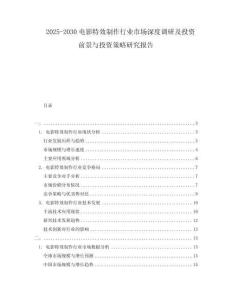 2025-2030電影特效制作行業(yè)市場深度調(diào)研及投資前景與投資策略研究報告