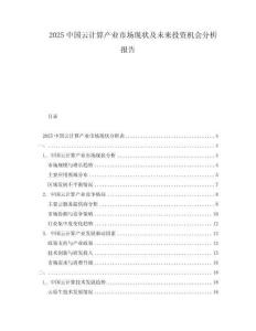 2025中國(guó)云計(jì)算產(chǎn)業(yè)市場(chǎng)現(xiàn)狀及未來(lái)投資機(jī)會(huì)分析報(bào)告
