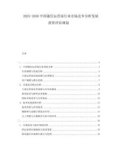 2025-2030中國通信運(yùn)營商行業(yè)市場競爭分析發(fā)展投資評估規(guī)劃
