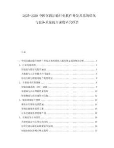 2025-2030中國交通運輸行業(yè)軟件開發(fā)及系統(tǒng)優(yōu)化與服務質量提升深度研究報告