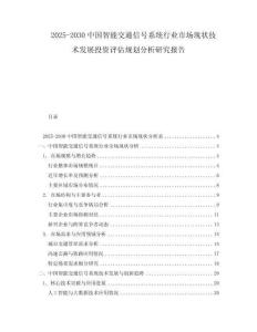 2025-2030中國智能交通信號系統(tǒng)行業(yè)市場現(xiàn)狀技術發(fā)展投資評估規(guī)劃分析研究報告