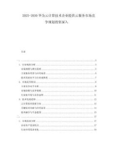 2025-2030華為云計(jì)算技術(shù)企業(yè)提供云服務(wù)市場(chǎng)競(jìng)爭(zhēng)規(guī)劃投資深入