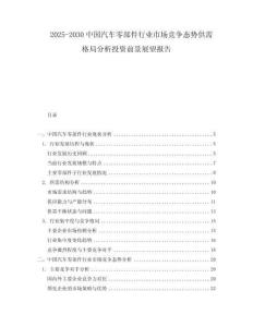 2025-2030中國(guó)汽車零部件行業(yè)市場(chǎng)競(jìng)爭(zhēng)態(tài)勢(shì)供需格局分析投資前景展望報(bào)告