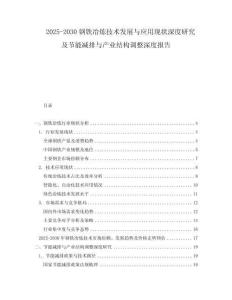 2025-2030鋼鐵冶煉技術(shù)發(fā)展與應(yīng)用現(xiàn)狀深度研究及節(jié)能減排與產(chǎn)業(yè)結(jié)構(gòu)調(diào)整深度報告