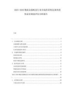 2025-2030物流倉儲(chǔ)配送行業(yè)市場供需情況調(diào)查投資前景規(guī)劃評(píng)估分析報(bào)告