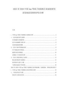 2025至2030中國(guó)Amp等離子切割機(jī)行業(yè)深度研究及發(fā)展前景投資評(píng)估分析