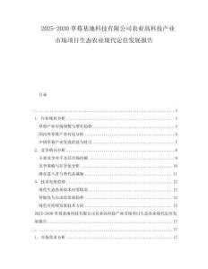 2025-2030草莓基地科技有限公司農(nóng)業(yè)高科技產(chǎn)業(yè)市場項目生態(tài)農(nóng)業(yè)現(xiàn)代定位發(fā)展報告