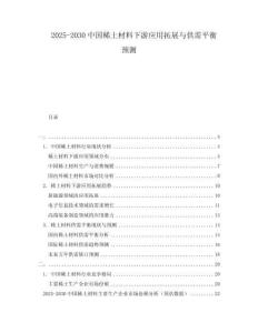 2025-2030中國稀土材料下游應用拓展與供需平衡預測
