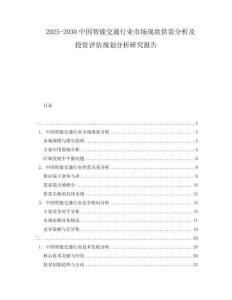 2025-2030中國(guó)智能交通行業(yè)市場(chǎng)現(xiàn)狀供需分析及投資評(píng)估規(guī)劃分析研究報(bào)告