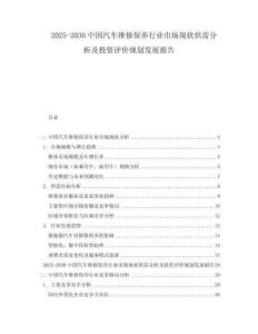 2025-2030中國(guó)汽車(chē)維修保養(yǎng)行業(yè)市場(chǎng)現(xiàn)狀供需分析及投資評(píng)價(jià)規(guī)劃發(fā)展報(bào)告