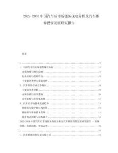2025-2030中國(guó)汽車(chē)后市場(chǎng)服務(wù)現(xiàn)狀分析及汽車(chē)維修投資發(fā)展研究報(bào)告