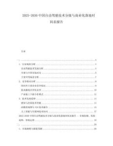 2025-2030中國自動駕駛技術(shù)分級與商業(yè)化落地時間表報告