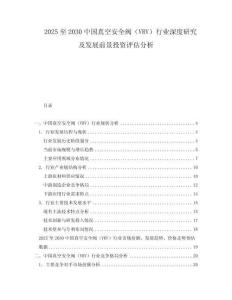 2025至2030中國真空安全閥（VRV）行業(yè)深度研究及發(fā)展前景投資評估分析