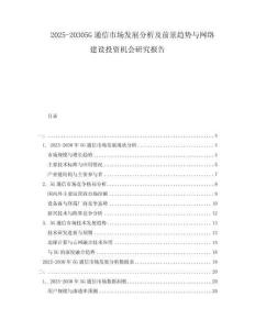 2025-20305G通信市場發(fā)展分析及前景趨勢與網(wǎng)絡(luò)建設(shè)投資機(jī)會研究報告