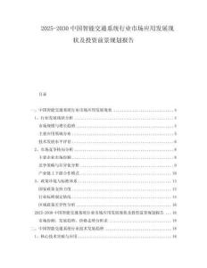 2025-2030中國智能交通系統(tǒng)行業(yè)市場應(yīng)用發(fā)展現(xiàn)狀及投資前景規(guī)劃報(bào)告