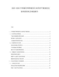 2025-2030中國通信網(wǎng)絡(luò)服務(wù)行業(yè)供需平衡現(xiàn)狀及說明投資機(jī)會規(guī)劃報告