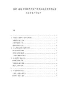 2025-2030中國無人駕駛汽車市場現(xiàn)狀供需狀況及投資價值評估報告