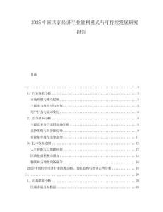 2025中國共享經(jīng)濟(jì)行業(yè)盈利模式與可持續(xù)發(fā)展研究報告
