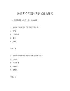 2025年合陽期末考試試題及答案