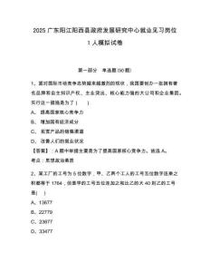 2025廣東陽(yáng)江陽(yáng)西縣政府發(fā)展研究中心就業(yè)見(jiàn)習(xí)崗位1人模擬試卷及答案詳解（各地真題）