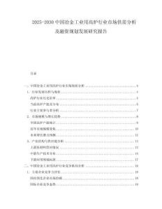 2025-2030中國(guó)冶金工業(yè)用高爐行業(yè)市場(chǎng)供需分析及融資規(guī)劃發(fā)展研究報(bào)告