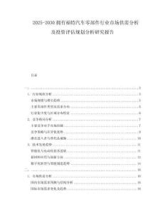 2025-2030擁有福特汽車零部件行業(yè)市場供需分析及投資評估規(guī)劃分析研究報告