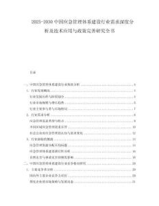 2025-2030中國(guó)應(yīng)急管理體系建設(shè)行業(yè)需求深度分析及技術(shù)應(yīng)用與政策完善研究全書(shū)