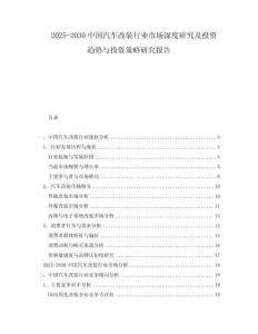 2025-2030中國(guó)汽車改裝行業(yè)市場(chǎng)深度研究及投資趨勢(shì)與投資策略研究報(bào)告