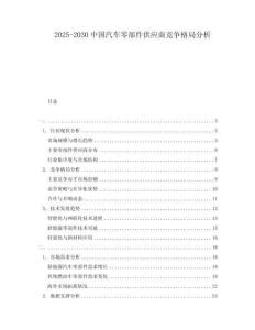 2025-2030中國(guó)汽車(chē)零部件供應(yīng)商競(jìng)爭(zhēng)格局分析