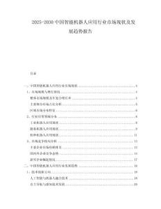2025-2030中國智能機器人應(yīng)用行業(yè)市場現(xiàn)狀及發(fā)展趨勢報告