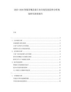 2025-2030智能穿戴設(shè)備行業(yè)市場發(fā)展趨勢分析規(guī)劃研究投資報告