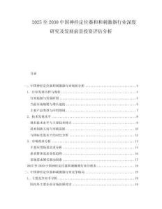 2025至2030中國(guó)神經(jīng)定位器和和刺激器行業(yè)深度研究及發(fā)展前景投資評(píng)估分析